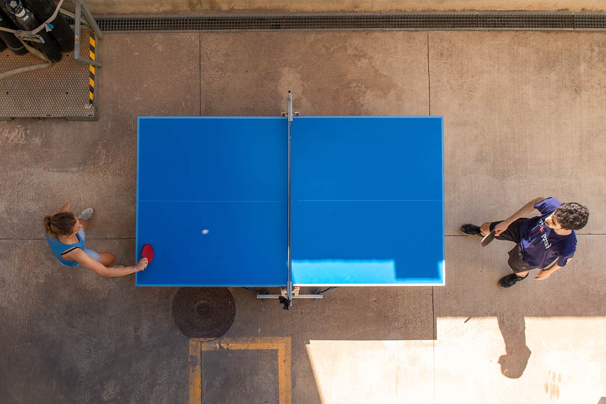 One of the semifinals at the ICMAB Table Tennis Tournament.