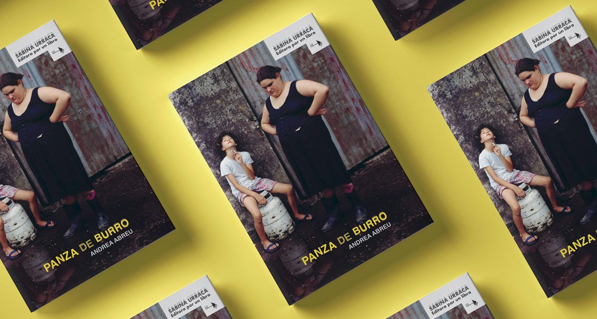 A mock up of many copies of the book "Panza de burro"