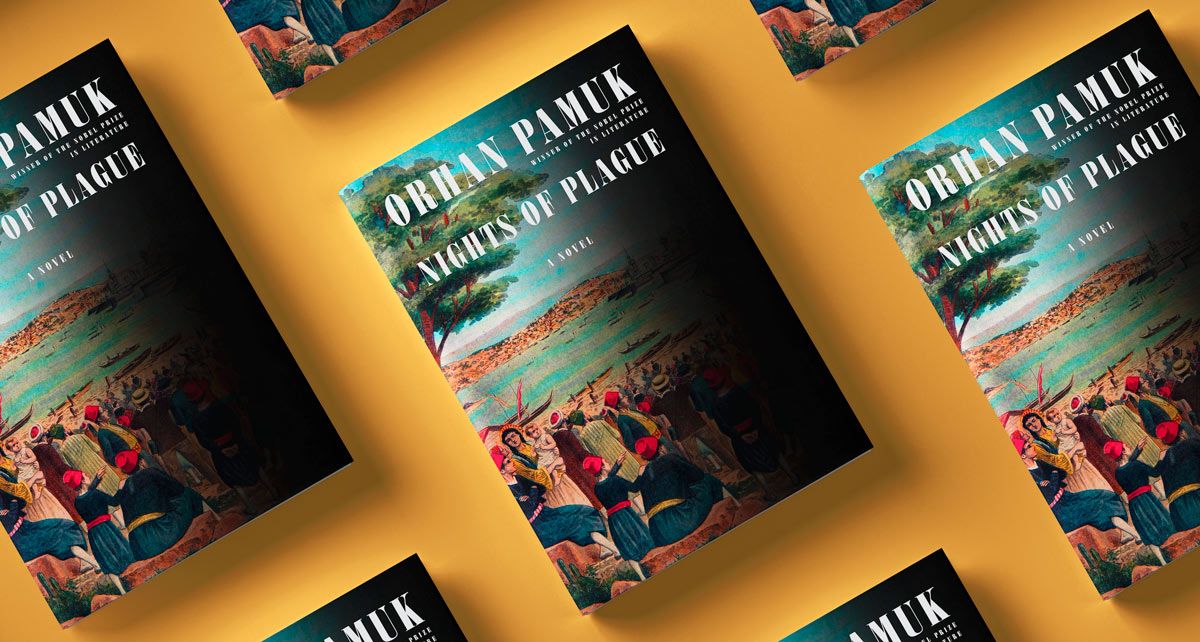 A mock up of many copies of the book "Nights of plague"
