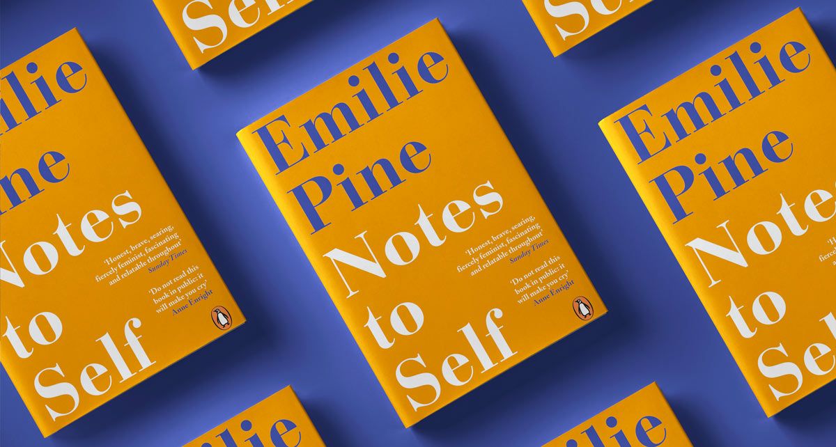 A mock up of many copies of the book "Notes to Self"