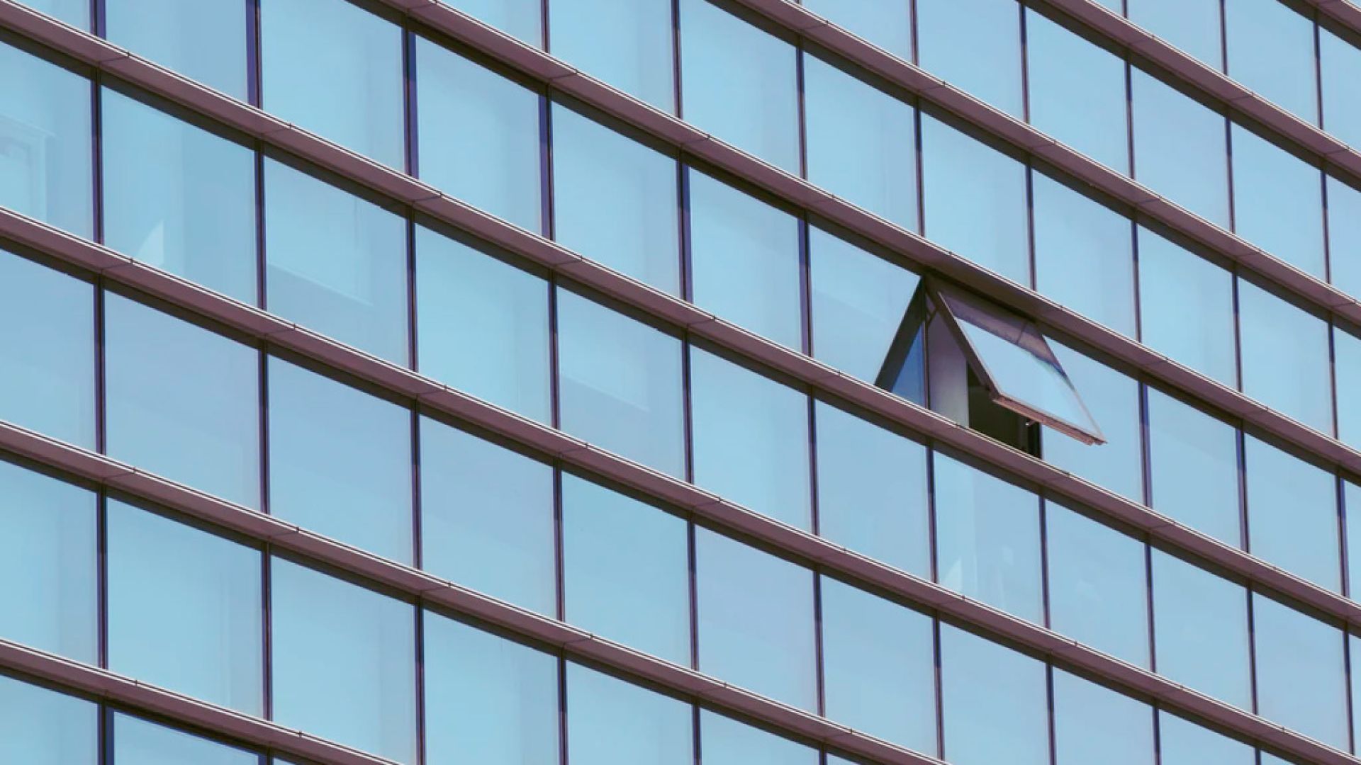 An open window in an office building