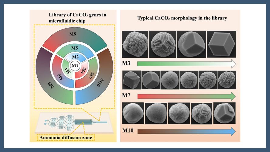 Deconstructing biomineralization codes: a high throughput microfluidic material genome strategy for calcium carbonate crystallization