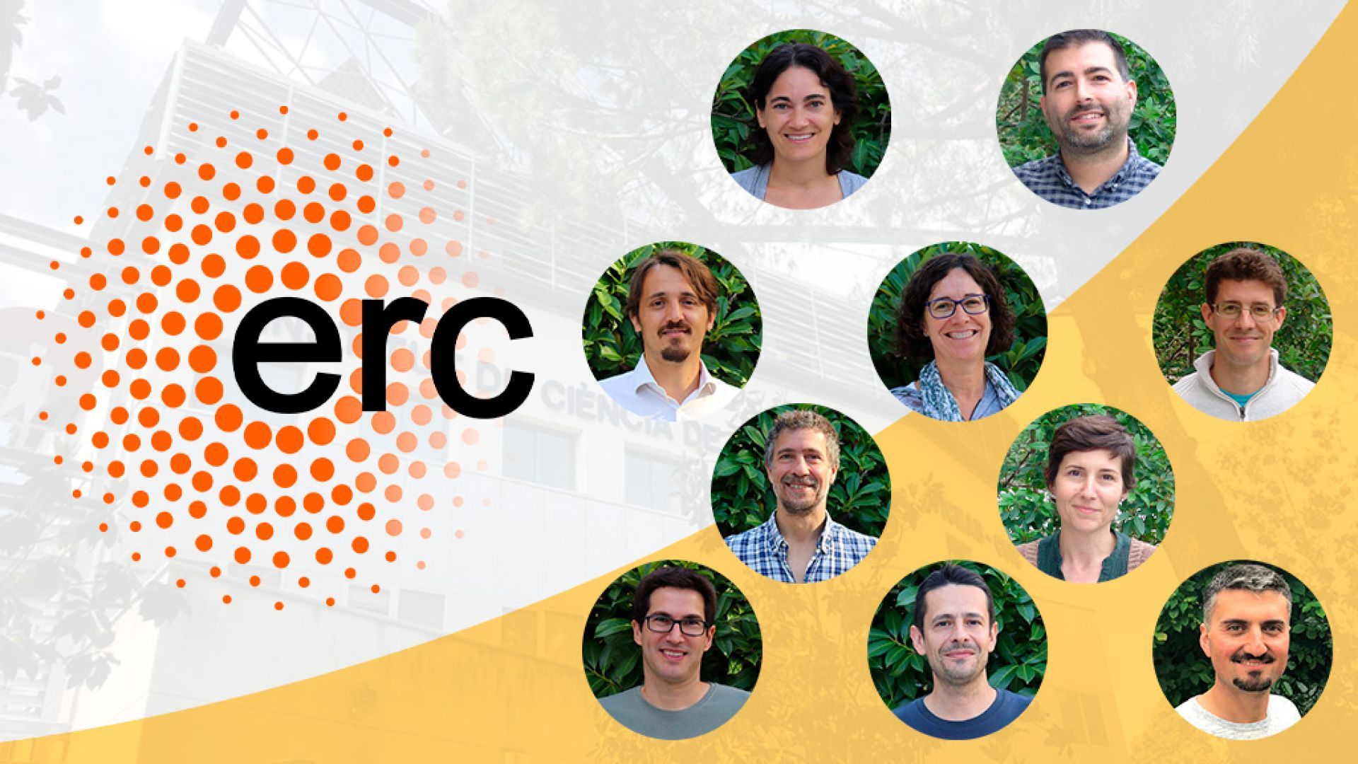 ERC grantees at ICMAB: Marta Mas-Torrent, Agustín Mihi, Mariano Campoy-Quiles, Teresa Puig, Alexandre Ponrouch, Massimiliano Stengel, Núria Aliaga-Alcalde, Gerard Tobias, Martí Gich, Can Onur Avci