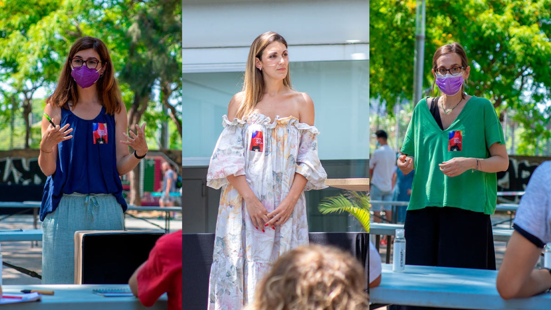 Anna Crespí, Pamela Machado, and Judith Oró at the Festa de la Ciència