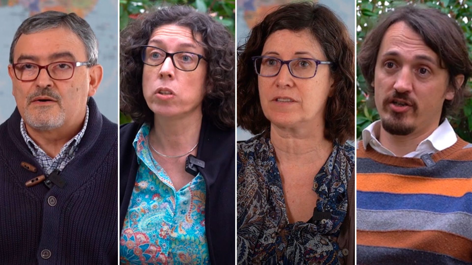 The four interviewed researchers: José Giner Planas, M. Rosa Palacín, Teresa Puig and Mariano Campoy-Quiles